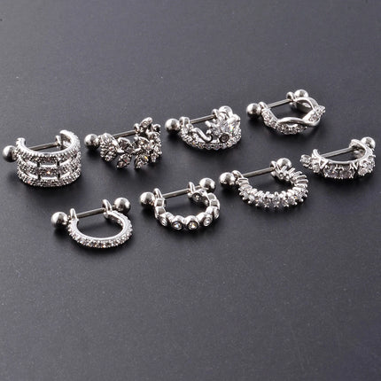 1pc Ear Tragus Cartilage Ring Stainless Steel Barbell With Cz Hoop Cartilage Cuff Piercing Helix Daith Rook Lobe Earrings