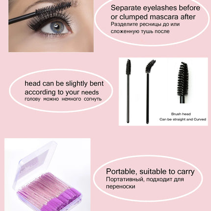 50/100/300/500pcs Eyebrow Eyelash Brushes Eyelash Spoolies Mascara Wands Applicator for Eyelash Extension Makeup Tool LAUKISS