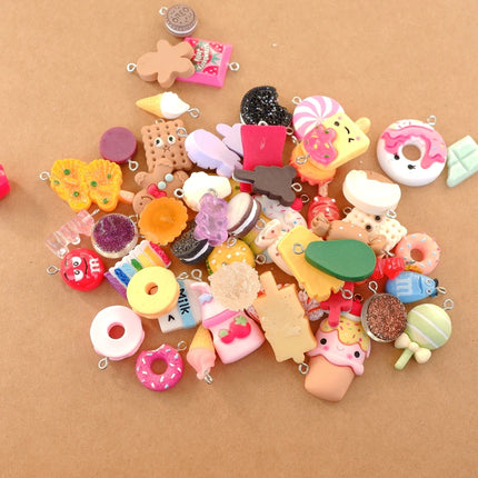 20/30/60/100Pcs/lot By Random Cake Candy Food Charms For Jewelry Making  Bracelets  Earrings Making Resin Flat Back Cabochon