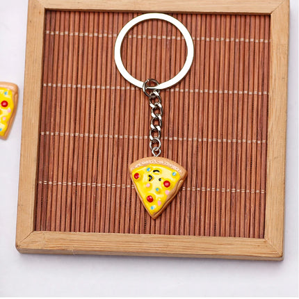 Unisex 6-piece Keychain Cute Pizza Alloy Pendant Can Be Used For Backpack Car Key Accessories Key Chain Jewelry Gifts