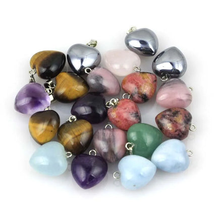 KFT Natural Rose Crystal Quartz Stone Heart Love Pendant Healing Amethyst Aquamarine Chakra Reiki Necklace Mother's Day Gifts