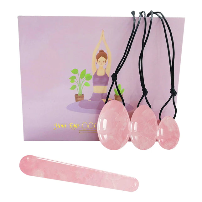 Natural Rose Quartz Yoni Egg Jade Eggs Women Kegel Exerciser Vaginal Muscles Tightening Ball Jade Massager Crystal Kegel Eggs