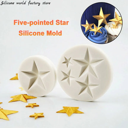 Silicone world Five-pointed Star Silicone Molds Fondant Cakes Chocolate Dessert Lace Decor Tools DIY Pastry Baking Tools