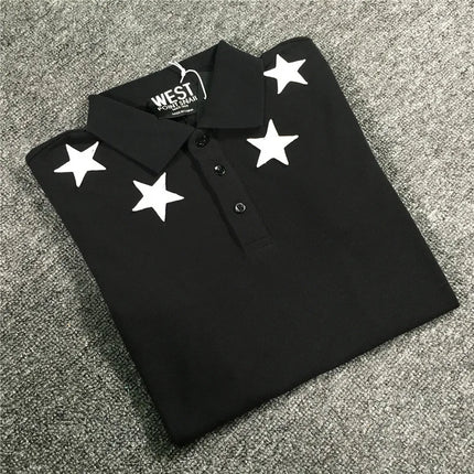 High New Novelty 2021 Embroidered 7 4 Stars Collar Cute Crown Casual Polo Shirts Shirt Skateboard Cotton Polos Top Tee 046