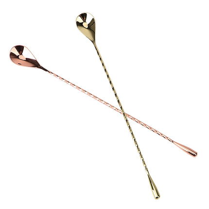 Stir Spoon Mixing Cocktail Spoon 30/40cm Stainless Steel Bartender Tools Bar Teadrop Spoon Bar Tool Spiral Pattern