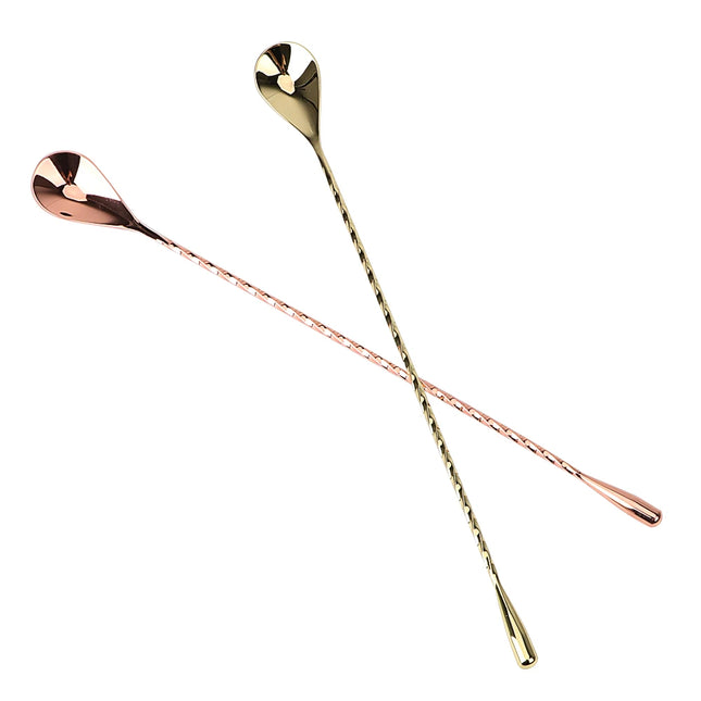 Stir Spoon Mixing Cocktail Spoon 30/40cm Stainless Steel Bartender Tools Bar Teadrop Spoon Bar Tool Spiral Pattern