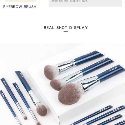 MyDestiny Azure Blue 11pcs Makeup Brush Set&Kit  Super Soft Fiber, High Quality Face&Eye Foundation Eyeshadow  Powder Brush