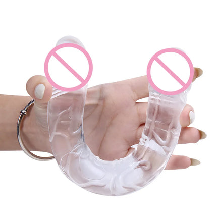 Double Head Dildo Long Jelly Realistic Dildo Double Ended Dildo Flexible Big Penis for Women Masturbator Sex Toys for Lesbian