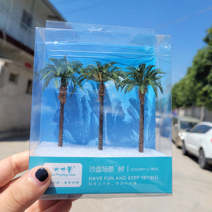 3pcs Brass Etched Model Palm trees 3.94" (100mm) landscape model train railway/railroad layout scenery DIY miniature manualidad