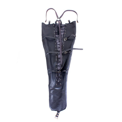 Fetish Half Body Harness Leg Binders of Sexy PU Leather Mermaid Straitjacket Adjustable Bondage Leggings Dress Up Sex Costume