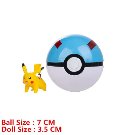 Pokemon Pokeball With Cartoon Movie Anime Figure Pikachu Charmander Eevee Squirtle Vulpix Quality Pet Action Model Toys Gifts