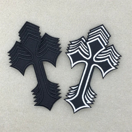 10pcs Lot Cross Patches on Clothes Diy Embroidered Appliques Iron on Patches for Clothing Jeans Stickers Badges (7.0x10.3CM)