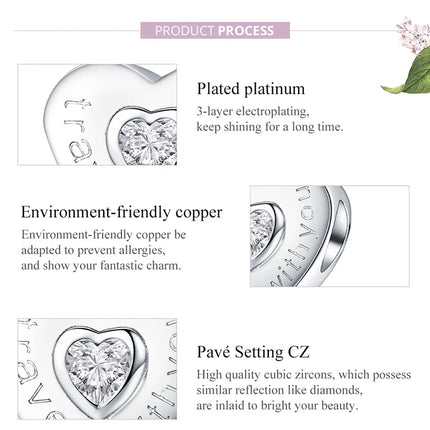 WOSTU Family Heart Charm High heels Mirror Makeup Pendant Bee Boy & Girl Charm Dreamcatcher Beads Jewelry Making Copper Zircon