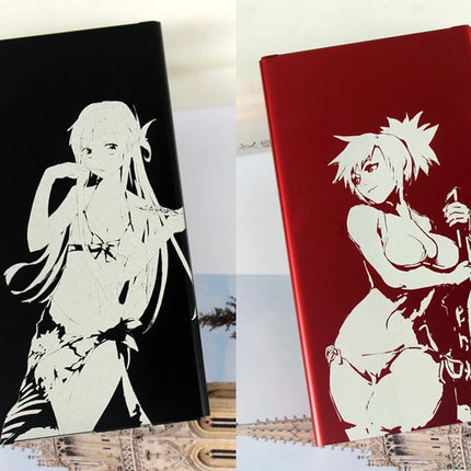 Animation Anime Derivatives Black Red Thin Slim Cigarette Case For Women Metal Aluminum Alloy Sliding Cigarette Box Man Custom