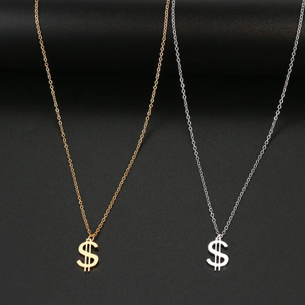 Stainless Steel Necklaces Dollar Symbol Currency Style Pendant Collar Chain Fashion Necklace For Women Jewelry Party Best Gifts