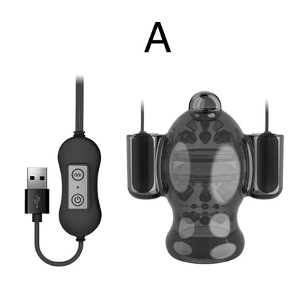 Electric Shock Glans Vibrators Ring For Male Masturbator Penis Delay Lasting Trainer Massager With 5 Caps Adult Sex Toy For Men