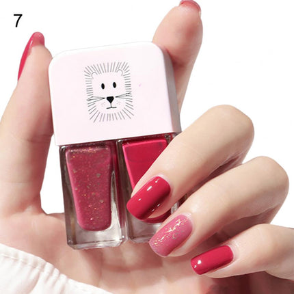 Manicure Water-based Bright Scrub Can Tear Gemini Nail Polish Two Bottles Set Twin Nail Polish Combination Glitter Nal Art Tools