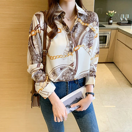 Fashion Printing Ladies Shirts Women's Blouses Spring Autumn Long Sleeve Shirts Tops Blusas Mujer