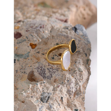Yhpup Acrylic Shell Ring Jewelry 316L Stainless Steel Geometric Women Finger Ring Bagues Pour Femme Accessories Femme Gift