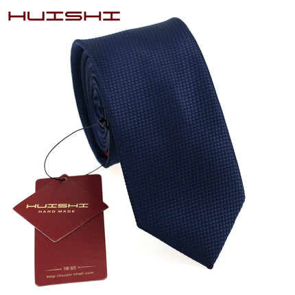 HUISHI 8CM 8 Styles Men's Solid Dark Blue Neck Tie 6cm Waterproof Jacquard Necktie Daily Wear Cravat Wedding Party For Men