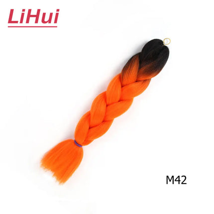 24 Inches Synthetic Braiding Hair Jumbo BraidOmbre Jumbo Hair Extension For Women DIY Hair Braids Purple Pink  Yellow Gray Lihu