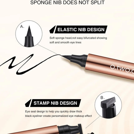 O.TWO.O Eyeliner Stamp Black Liquid Eyeliner Pen Waterproof Fast Dry Double-ended Eye Liner Pencil Make-up for Women Cosmetics