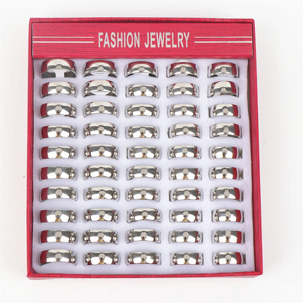 10pcs/lot Multicolor Smooth Stainless Steel Polishing Rings Width 2mm-8mm For Women Men Width 2mm-8mm