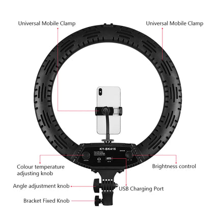 3200-5600K LED Ring Light 416pcs Led Bead 65W 18 inch Photography Lighting LED Ring Lamp for live broadcast Makeup Video