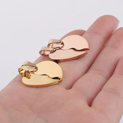 20pcs 100% Mirror Polished Stainless Steel Heart Blank Puzzle Charm Pendant Broken Heart Charm Pendants High Polished Wholesale