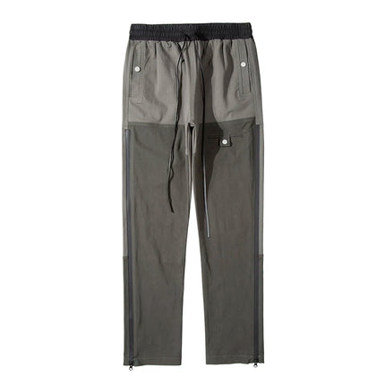 Ankle Zipper Color Block Streetwear Straight Casual Cargo Pants for Men Drawstring Harajuku Oversize Hip Hop Loose Trousers