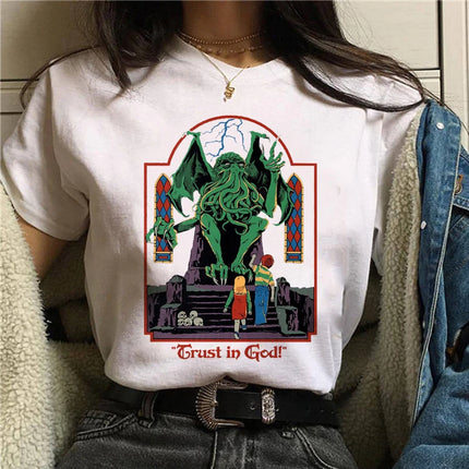 Harajuku Funny Female T-shirt Satan Vintage Graphic Tees Dogs Mommy Can We Keep Him Fashion Short Sleeve T Shirt Women Tops