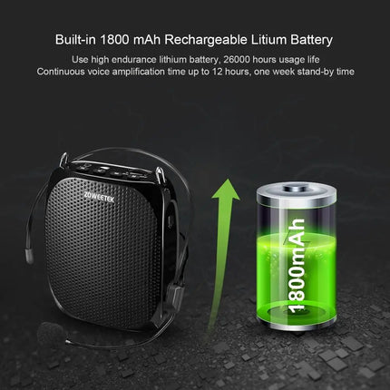 Zoweetek Portable Rechargeable Mini Voice Amplifier Speaker with Wired Microphone for Teachers Supports MP3 Format Audio Z258