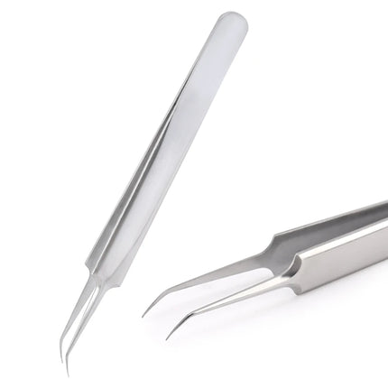 1PC Tweezers Stainless Steel Gold Blue for eyelash extension high-precision eyelash extension tweezers Thin tip