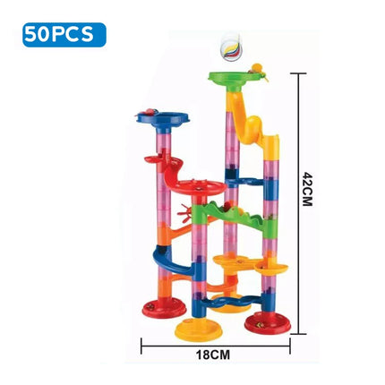 Marble Run Race Track Building Blocks Kids 3D Maze Ball Roll Toy DIY Marble Run Race Coaster Set 80/105/109/133pc Christmas Gift