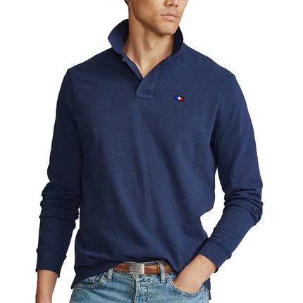 XS-5XL Fashion Sportswear High Quality New-Design Men's Polos Shirts Long Sleeve 100% Cotton Casual Polos Homme Lapel Male Tops
