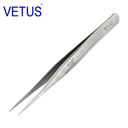 VETUS ST-10 (110mm) High Precision Tweezers Stainless Steel Non-magnetic Acid-proof Pincers Eyelash Beauty Manicure Tools