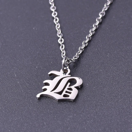 2pcs Stainless Steel Initial Necklace For Men Women Chain Old English Pendant 26 Letters Statement Necklaces Jewelry Couple Gift