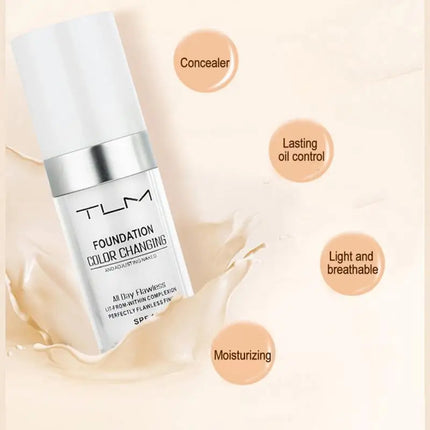 New TLM Foundation Magic Color Changing Foundation Liquid Soft Matte Long Lasting Hydrating Makeup Base maquiagem