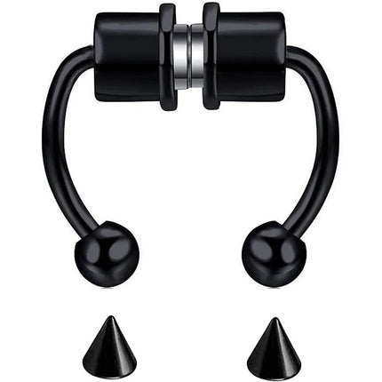 Women Fake Piercing Nose Ring Hoop Septum Piercing Nose Clip Rock HipHoop Stainless Steel Magnet Fashion Body Jewelry Wholesale