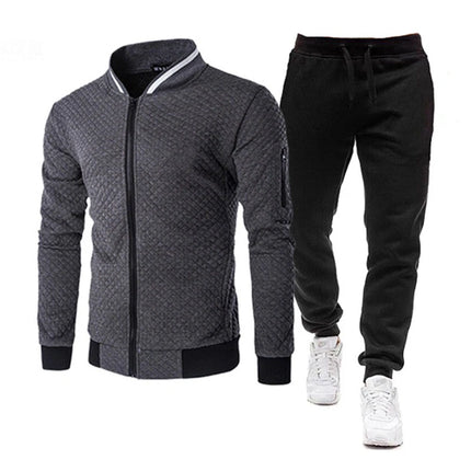 Men's Autumn Winter Tracksuit Zipper Hoodie and Pants 2 Piece Casual Sportswear Jogger Running Suit Fitness Sweatshirt Cardigian