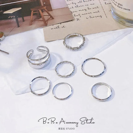 The Tide Cool Ring Set Female Korean Ring Ring Net Red Jewelry Not Fade Color Ring Cold Wind Hip Hop Index Finger Ring