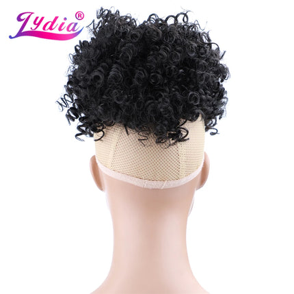 Lydia Drawstring Synthetic High Puff Afro Kinky Curly Ponytail With Bang Short Warp Bun Chignon Clip in Hairpiece Extension 140g