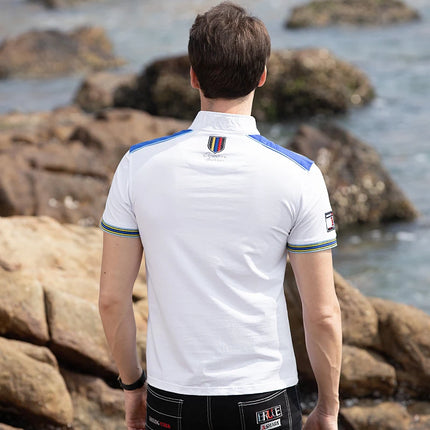 Summer New Stetch Men's Short Polo Shirt Bruce&Shark Casual Thin Straight White Man Top Breathable Skin-friendly Lapel Polo Big