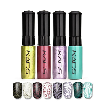 KADS 5/4 Pcs Stamping Varnish Set Nail Stamping Polish Kit Black Nail Art Polish Manicure Stamping Lacquer for Template Nails