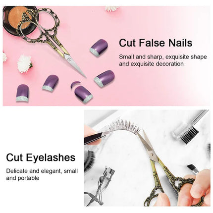 1PC(7.8*15cm) Stainless Steel 6Color Retro Scissors For Makeup/Embroidery/Nails/Sewing Trimmer Metal  Scissor Cuticle Tool P4006