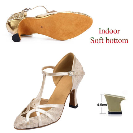 Latin Shoes Salsa Tango Ballroom Party Wedding Women's Heels Champagne Silver Black Girls Dance Sneakers Summer Outdoor Shoes