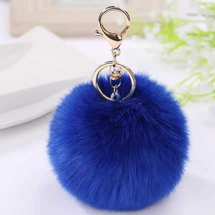 Trinket Fluffy Artificial Rabbit Fur Ball Key Chain 8cm Pompons Keychain 21 Color Women Car Bag Key Ring Hang Jewelry