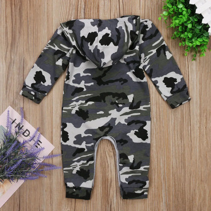 0-24M Baby Boy Hooded Boy Camouflage Romper Newborn Baby Camo Long Sleeve Romper Infant Jumpsuit Boys Outfit Warm Spring Autumn
