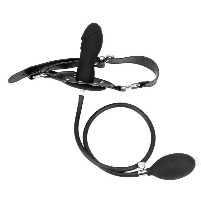 Inflatable Silicone Penis/Ball Gag Oral Dildo Open Mouth Plug Expandable Pump Big Anal Butt Plug Vibrator BDSM Flirt Sex Tools