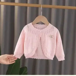 New Girls Thin Long Sleeves Cardigan Jacket Ruffle baby Girl Knit Cardigan Sun Protection Clothing Summer Air-conditioning Shirt